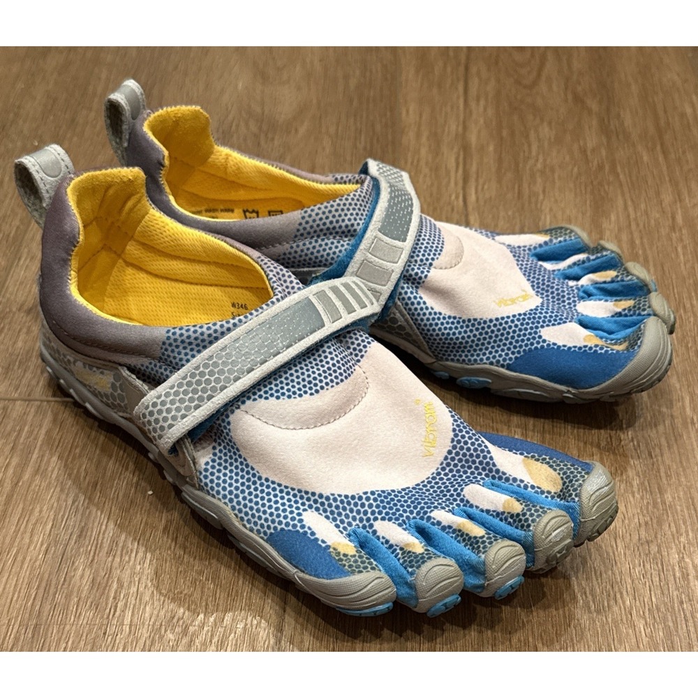 Vibram Fivefingers Bikila Shoes Women's 38 Blue Yellow W346 Gorpcore Running EUC